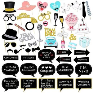 52pcs Wedding Photo Booth Props Bachelorette Party Photo Booth Prop Kit for B... - Picture 1 of 6