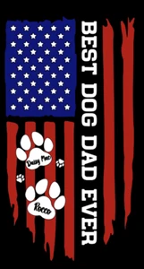 Camiseta Personalizada Mejor Perro Papá Ever Bandera Americana Perro Trasero, Nombre Personalizado Perro - Imagen 1 de 3