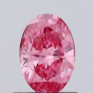 Lab Grown 0.64 Ct Fancy Vivid Pink Color VS1 OVAL Cut IGI Certified CVD Diamond - Picture 1 of 12