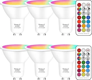 Yangcsl GU10 LED Bulbs 40W Equivalent 400LM (6 Pack), RGB - Picture 1 of 5