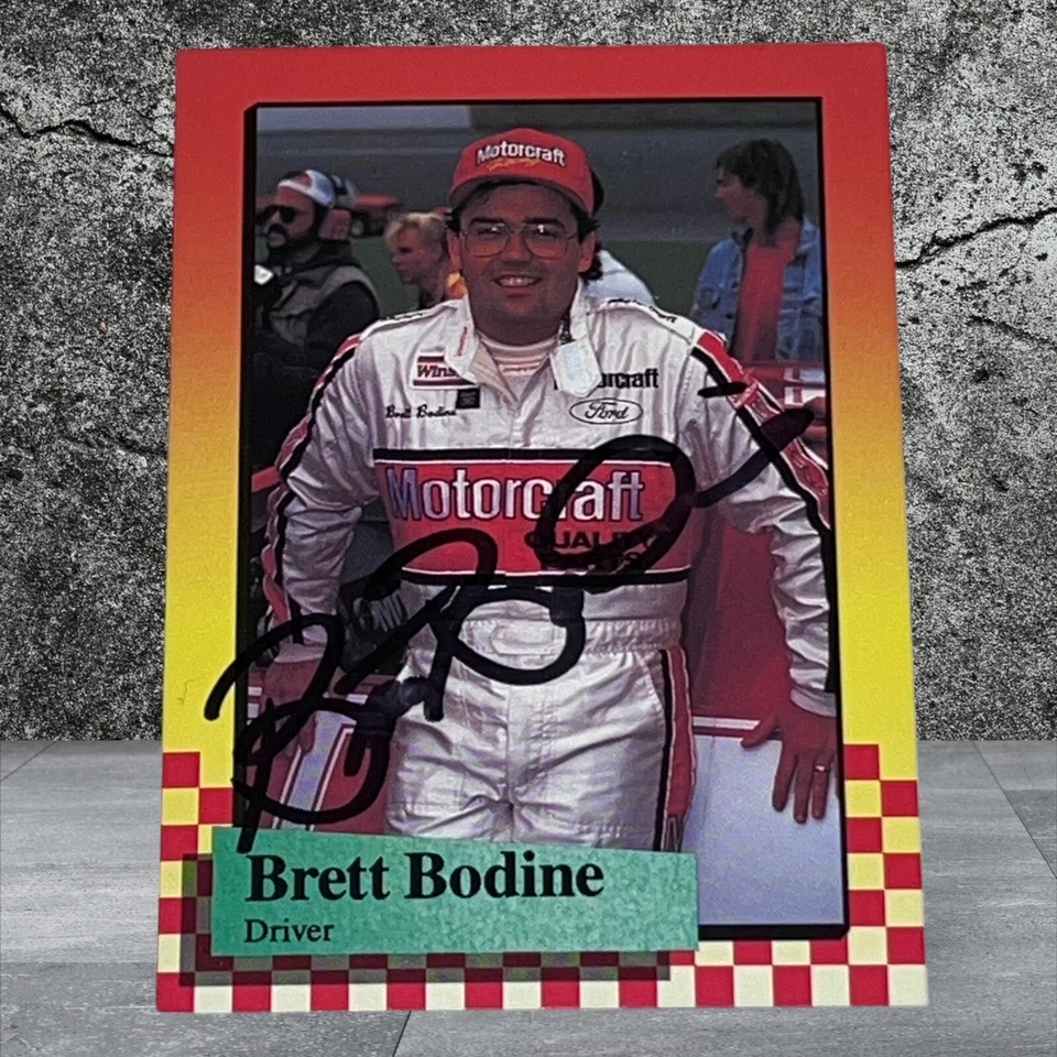 Brett Bodine 1989 MAXX #15 MOTORCRAFT BUD MOORE FORD VINTAGE autographed card - Image 1 of 1