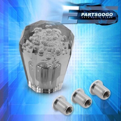 Universal 60mm M8X1.25 M10X1.5 M12X1.25 Diamond Bubble M/T Gear Shift Knob Black Foto 1 de 2