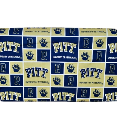 University Of Pittsburgh ~ Block Pattern College Cotton Fabric 1/4 Yard 9” X 44” - Image 1 of 4
