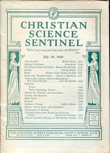 CHRISTIAN SCIENCE SENTINEL - 1942 -CHRISTIAN SCIENCE PUBLISHING SOCIETY - 3 ISS - Imagen 1 de 2