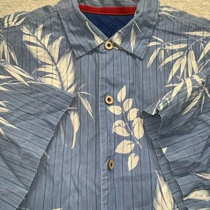 TOMMY BAHAMMA, Mezcla Seda Manga Corta Abotonada Hombres XXL Azul Hawaiano Floral - Imagen 1 de 7