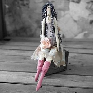 Muñeca de artista vintage estilo Tilda 48 cm muñeca muñeca de tela con bolso de vestido hecho a mano - Imagen 1 de 2
