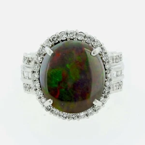 Australian Opal Diamond Platinum Dinner Ring 3.56CTW - Picture 1 of 6