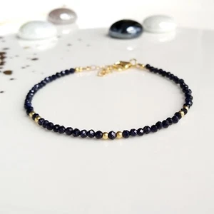 Blue Goldstone Beaded Bracelet Healing Natural Crystal Gemstone Bracelet Gifts - Picture 1 of 4