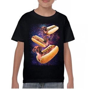 Space Weiners Youth T-shirt Fun Dachshund Hot Dog Animal Lover Pet Owner Kids - Picture 1 of 50