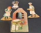 ADVERTISING TRADE CARD FIGURES LION COFFEE ' THE BAKER ' LOT OF FOUR ANTIQUE