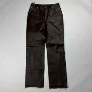 Vintage Newport News Leather Straight Leg Pants Lined Women’s Size 10 Brown Vtg - Picture 1 of 11