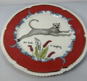 Anthropologie Lou Rota 12 Days of Christmas 10 Lords A-Leaping 9” Plate - Picture 1 of 7