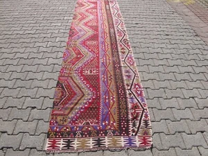 Fine weave elegant wool kilim runner boho runner Kelim Teppich oriental rug 3x12 - Picture 1 of 13