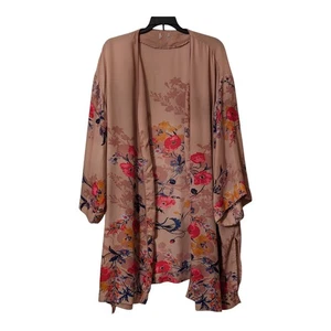 Target XL Open Kimono Jacket Asian Floral 3/4 Sleeves Flowy Boho Cover - Picture 1 of 3