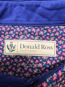 Donald Ross Floral Polo Mens Small Performance Pink Geometric Golf Preppy - Picture 1 of 12