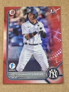 2022 Bowman 1st Edition Oswaldo Cabrera 1st Bowman Red 4/5 Clean Card! - Picture 1 of 8