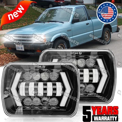 2 Piezas Faros LED Negros 5x7 7X6" Luces Selladas Alta/Baja Aptas para Mazda B2200 B2600 RX-7 Foto 1 de 4