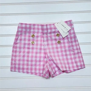 Pantaloncini Janie and Jack rosa con bottoni Gingham nuovi con etichetta - Foto 1 di 6