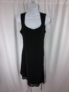 Vestido negro sin mangas para mujer mediano asimétrico dobladillo ribete transparente corbata lateral LBD - Imagen 1 de 11