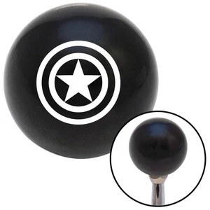 White Outlined Star Black Shift Knob w/ M16x1.5 Insert Shifter Auto Manual Brody - Picture 1 of 17