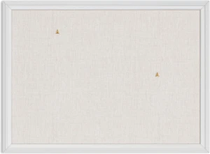 Farmhouse Linen Bulletin Board, 24" X 18", White Wood Style Frame, Industrial Gr - Picture 1 of 12