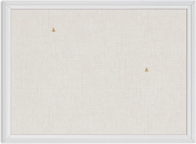 Farmhouse Linen Bulletin Board, 24" X 18", White Wood Style Frame, Industrial Gr - Image 1 of 4