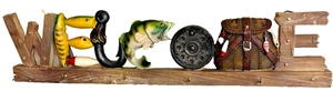 Red Shed Wall Hanging Welcome Fishing Sign Decor 21' L With Key Hooks - Picture 1 of 6