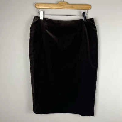 Escada Dark Brown Velveteen Pencil Skirt Classic Women's Size EU 38 US 8 - Image 1 of 4