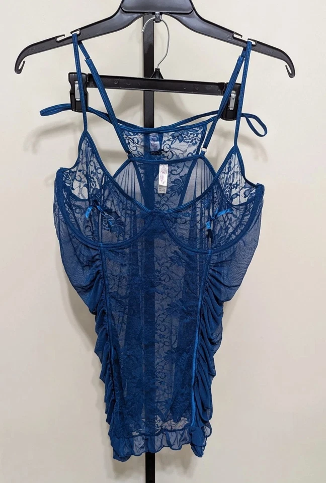 Fantasy Lingerie Women's Plus Teal Blue Lace Chemise Lingerie Size 3X/4X - Image 1 of 4