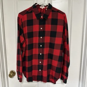 Levis Womens Lg Buffalo Check Flannel Boyfriend Button Up/Back Long Sleeve Shirt - Picture 1 of 17