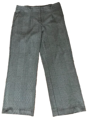 Женские брюки Calvin Klein размер 16 со складками спереди в клетку широкие штанины черные белые 38W 32L - Изображение 1 из 4