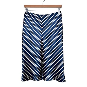 Vintage Y2K Seide Banana Republic Midirock Größe 4 marineblau und cremefarben Chevron - Bild 1 von 14
