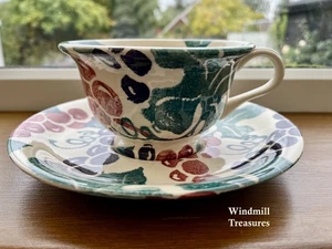 EMMA BRIDGEWATER SPONGEWARE GRAPEVINE LARGE CUP & SAUCER 1986/89 - FAB CONDITION - Picture 1 of 7