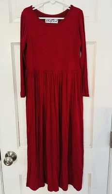 Maxi Vestido Rojo Encantador Manga Larga Niños Talla 7/8 Foto 1 de 4