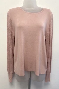NEW! M&Co UK16 Eur44 US12 pink long pointelle sleeved textured jumper - Picture 1 of 8