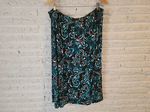 JM Collection Womens Skirt 3X Plus ALine Abstract Blue Geometric Poly Blend - Picture 1 of 9