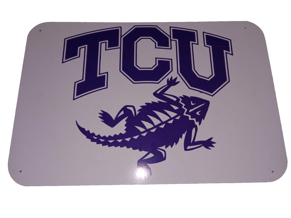NCAA TCU Horned Frogs Metal Sign for Garage, Wall, Or Man Cave (18"x12") - Image 1 of 4
