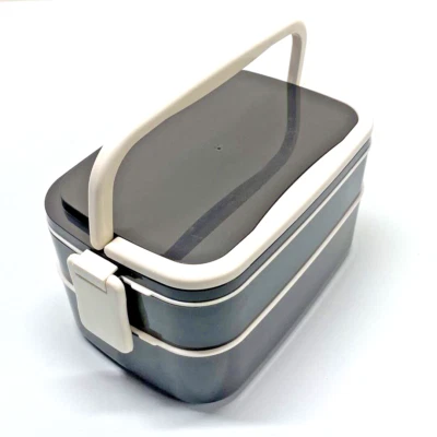 Contenedor de almacenamiento de almuerzo IKEA FLOTTIG negro blanco caja de almuerzo Bento aprox. 8" x 5" Foto 1 de 4