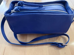 Mara’s Taormina royalblau handgefertigte Glattleder Umhängetasche Handtasche Italien 9" - Bild 1 von 12