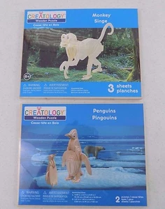 Lot Of 2 - Creatology 3-D Wooden Puzzles - Penguins & Monkey - New Sealed - Picture 1 of 8