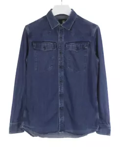 G-Star 3301 Hemd Herren M Fade Effekt Denim-Look Geknöpft Gespreizter Kragen - Bild 1 von 12