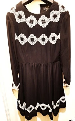 TED BAKER LONDON -  Avianah Lace Trim Fit & Flare Dress - SIZE US 2 - TEA TIME - Изображение 1 из 2