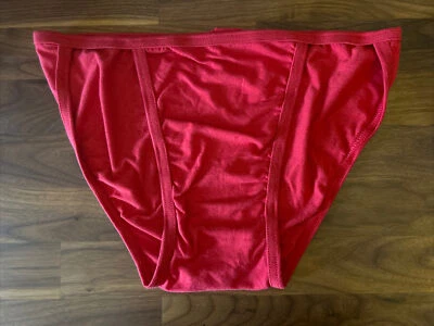 Hanes Red PICOT BAND VINTAGE RARE STRING BIKINI PANTIES cotton Medium - Image 1 of 4