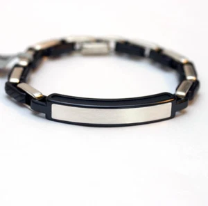 DAVID YURMAN Mens New 4mm Modern Cable ID Silver & Black Titanium Bracelet M - Picture 1 of 12