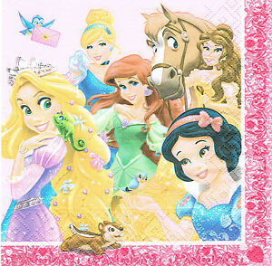 6 lose Papierservietten Disney Prinzessin neu