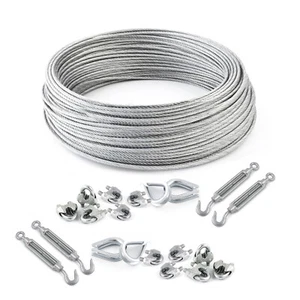 SET Drahtseil Drahtseile Draht Seil Windenseil Kauschen Klemmen 5-100 Meter - Bild 1 von 12