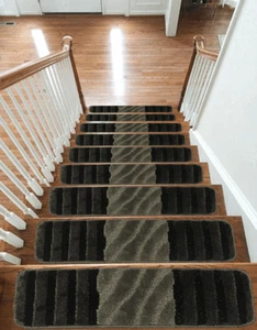 NEW Luxury Carpet Stair Treads NON-SLIP MACHINE WASHABLE Mats/Rugs, Waterfall - Picture 1 of 6