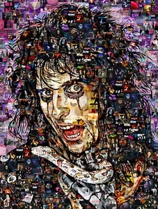 Kunst Collage Poster Alice Cooper Druck aus klassischen Rockmusik Alben - Bild 1 von 11