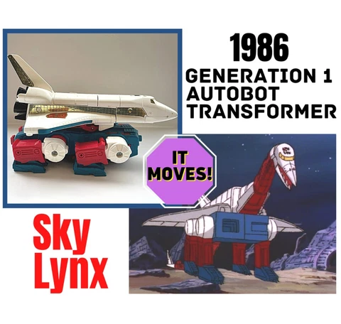VINTAGE 1986 TRANSFORMERS G1 SKY LYNX WORKING - Space Shuttle, Lion, Bird plane Cover