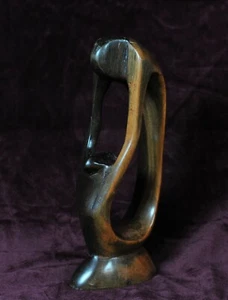 Statua di coppia africana in legno vintage. Legno scuro/chiaro, Nigeria - Foto 1 di 4